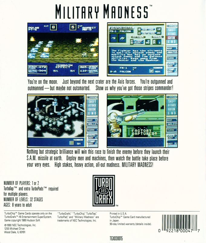 Military Madness box art for TurboGrafx-16